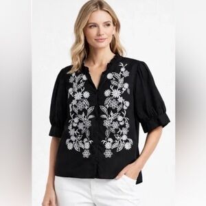 Calypso St. Barth Embroidered Blouse Size Small